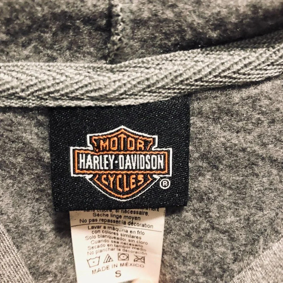 Harley Davidson Hooded  Sweatshirt Size Small Grey Pullover - Picture 3 of 16